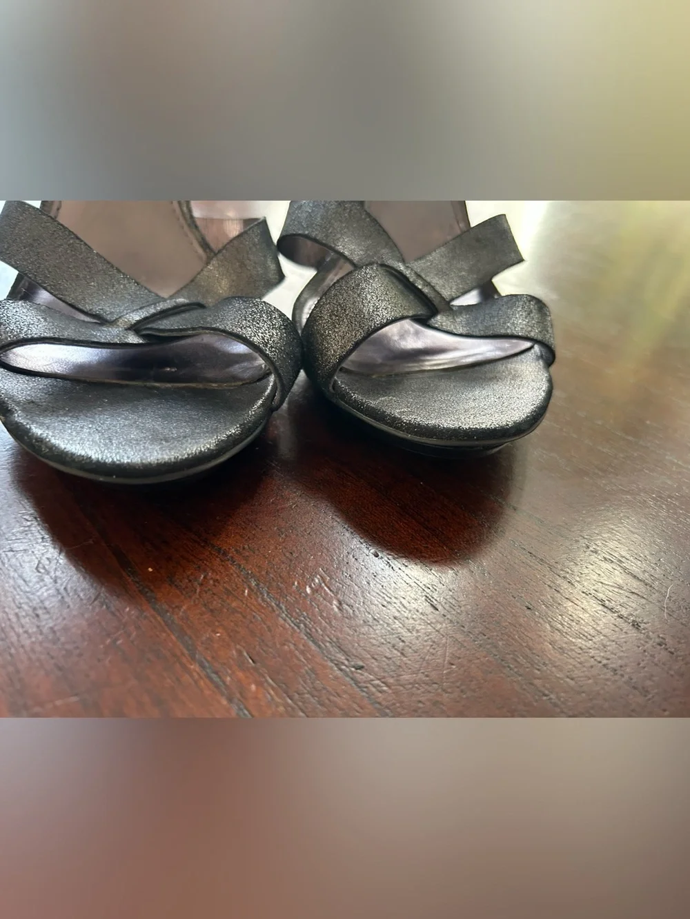 Ralph Lauren Shimmery Black Strappy High Heel Sandals size 6